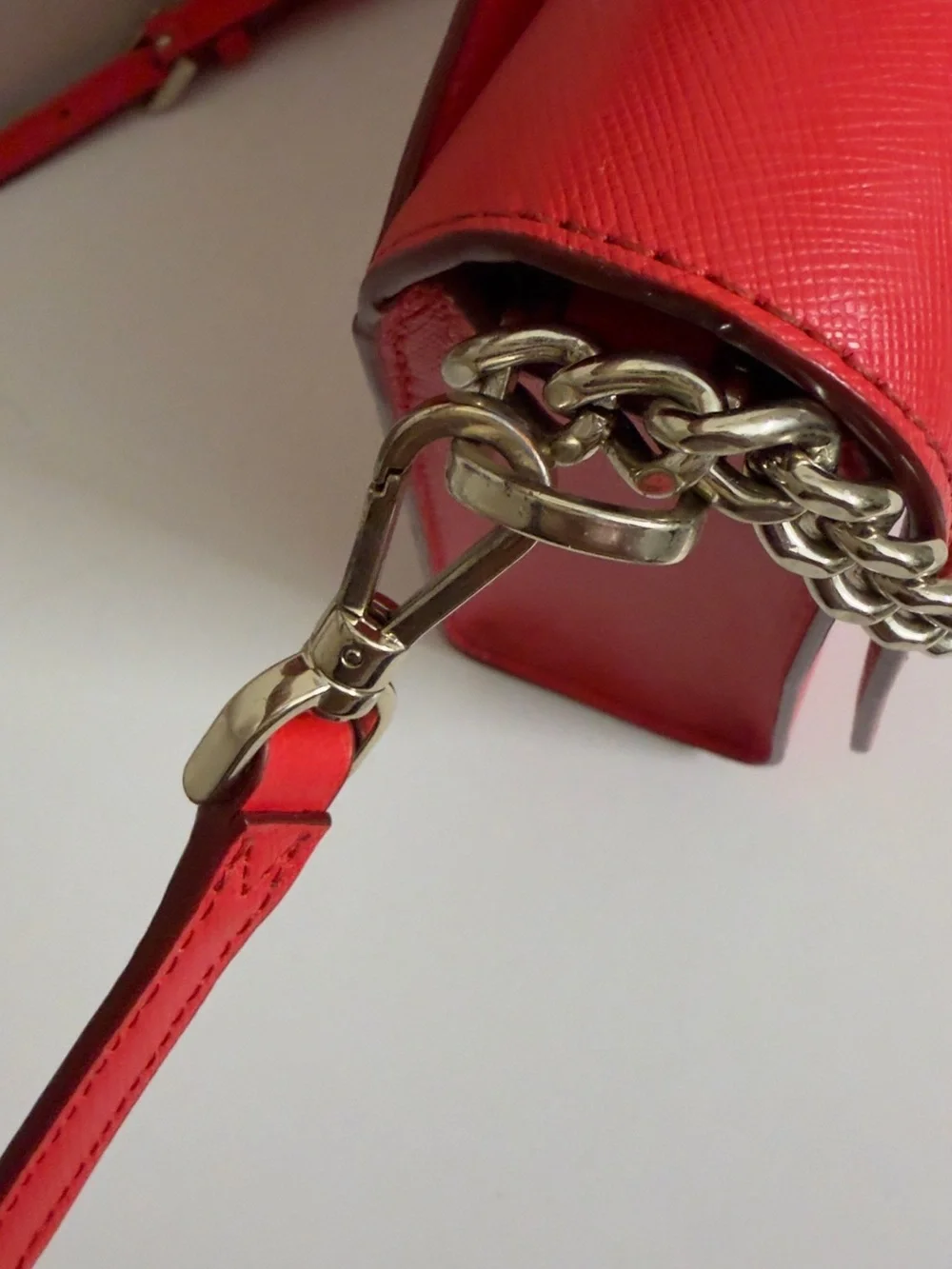 kate spade Coral Pink Leather Crossbody with Silver Chain
